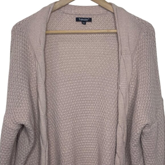 TRALEUBIE | Women's Blush Pink Open Front Knit Cardigan | Size M - Picture 2 of 13